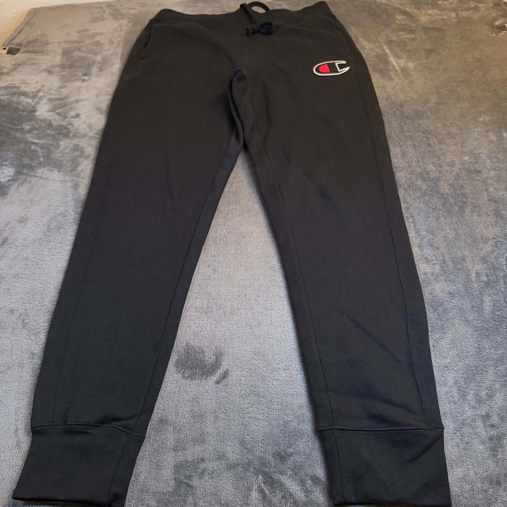 Champion Black Jogger Sweatpants Athletic Wear Casual Comfort Mens Medium 32x31"